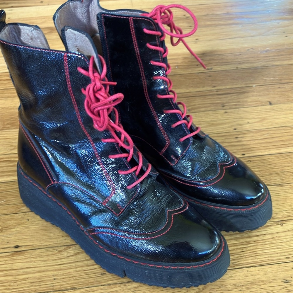 Wondersfly black Patton leather zip up boots